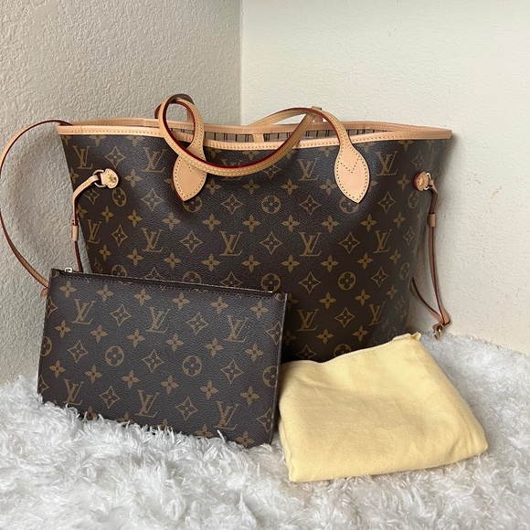 Louis Vuitton Monogram Neverfull w/Pouch MM - Picture 1 of 9